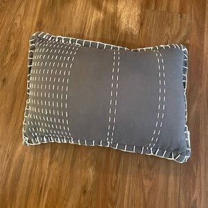 Gray Decorative Pillow with White Stitching